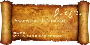 Joanovics Árpád névjegykártya