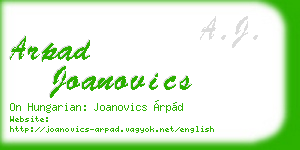 arpad joanovics business card