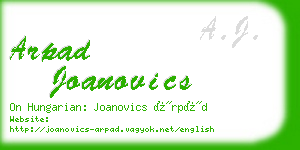 arpad joanovics business card